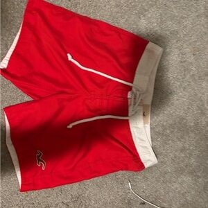 Red and White Men's Swim Shorts